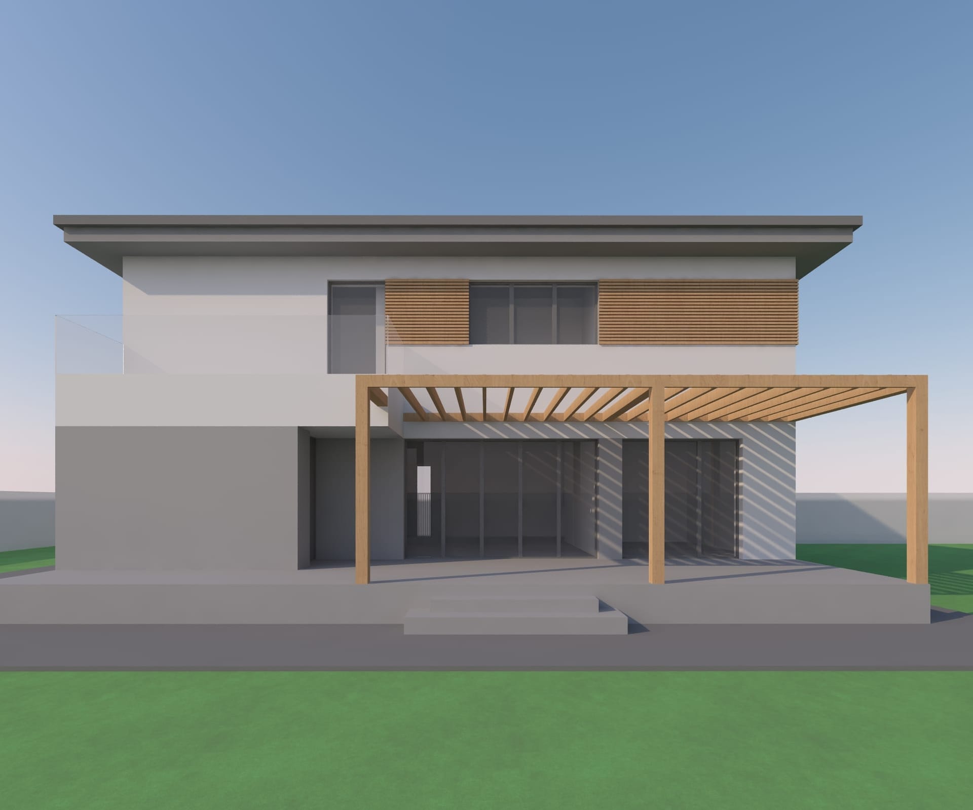 Casa Amza — terasa cu pergolă integrată