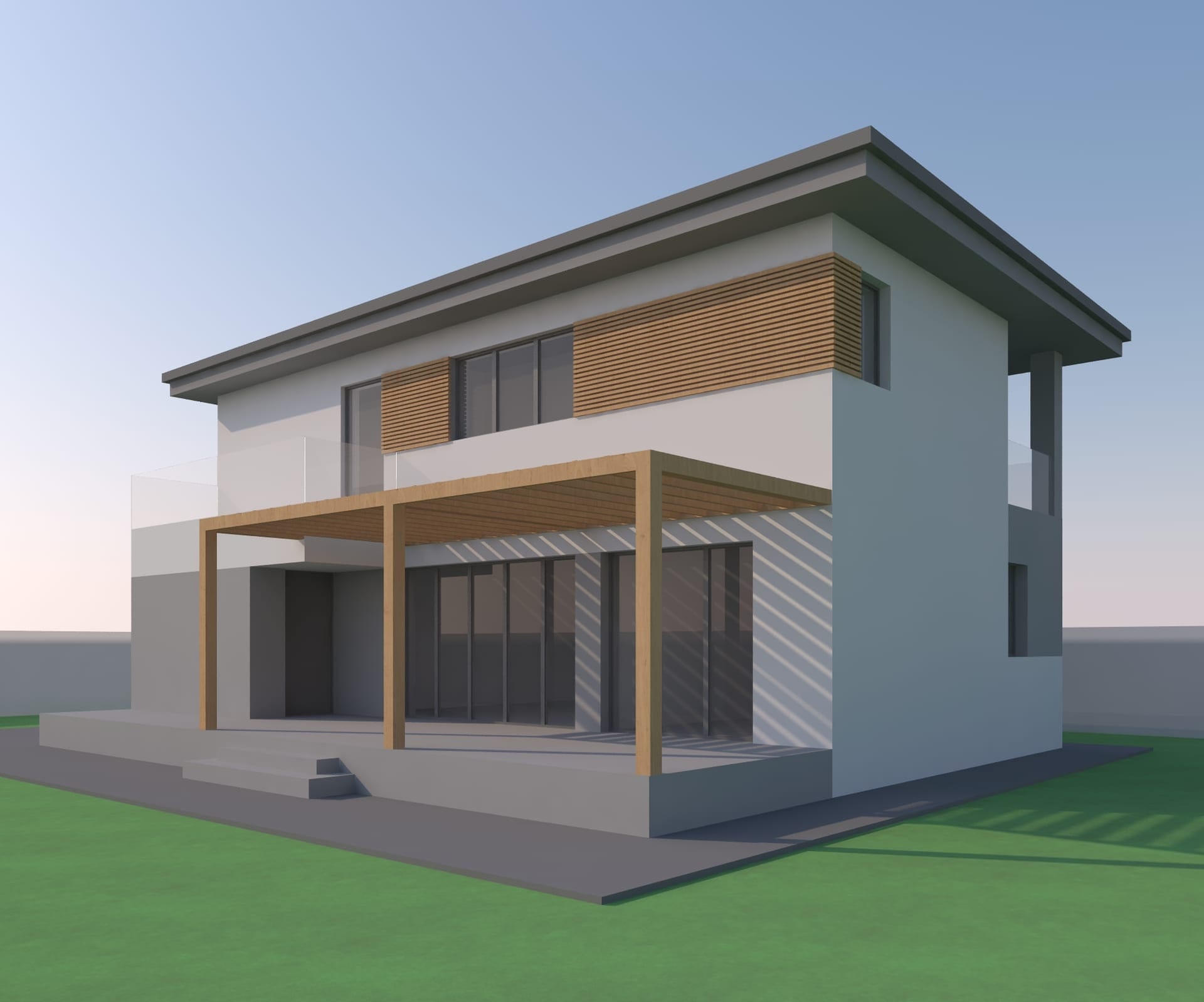 Casa Amza — perspectivă oblică, volumetrie Sp+P+1