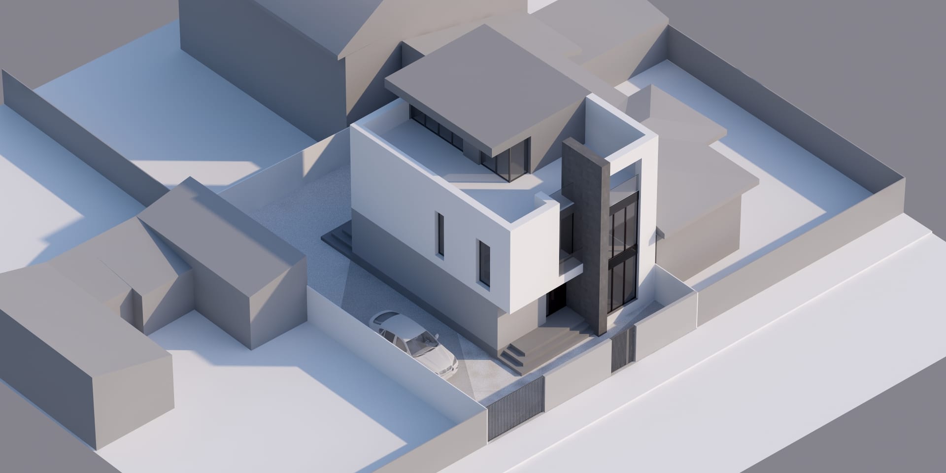 Casa Boccaccio — axonometrie aeriană