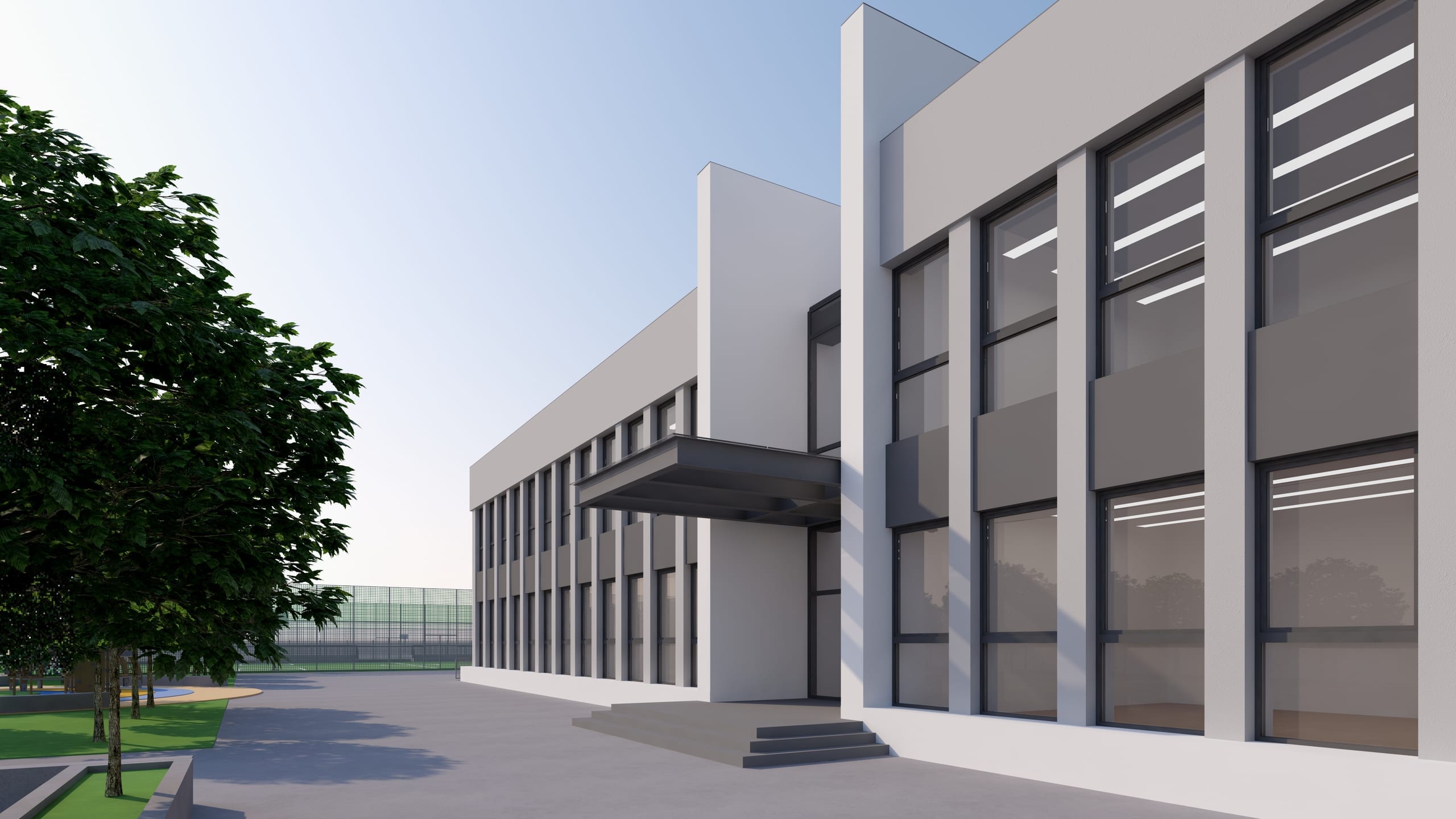 Școala Ocolna — detaliu acces și portic