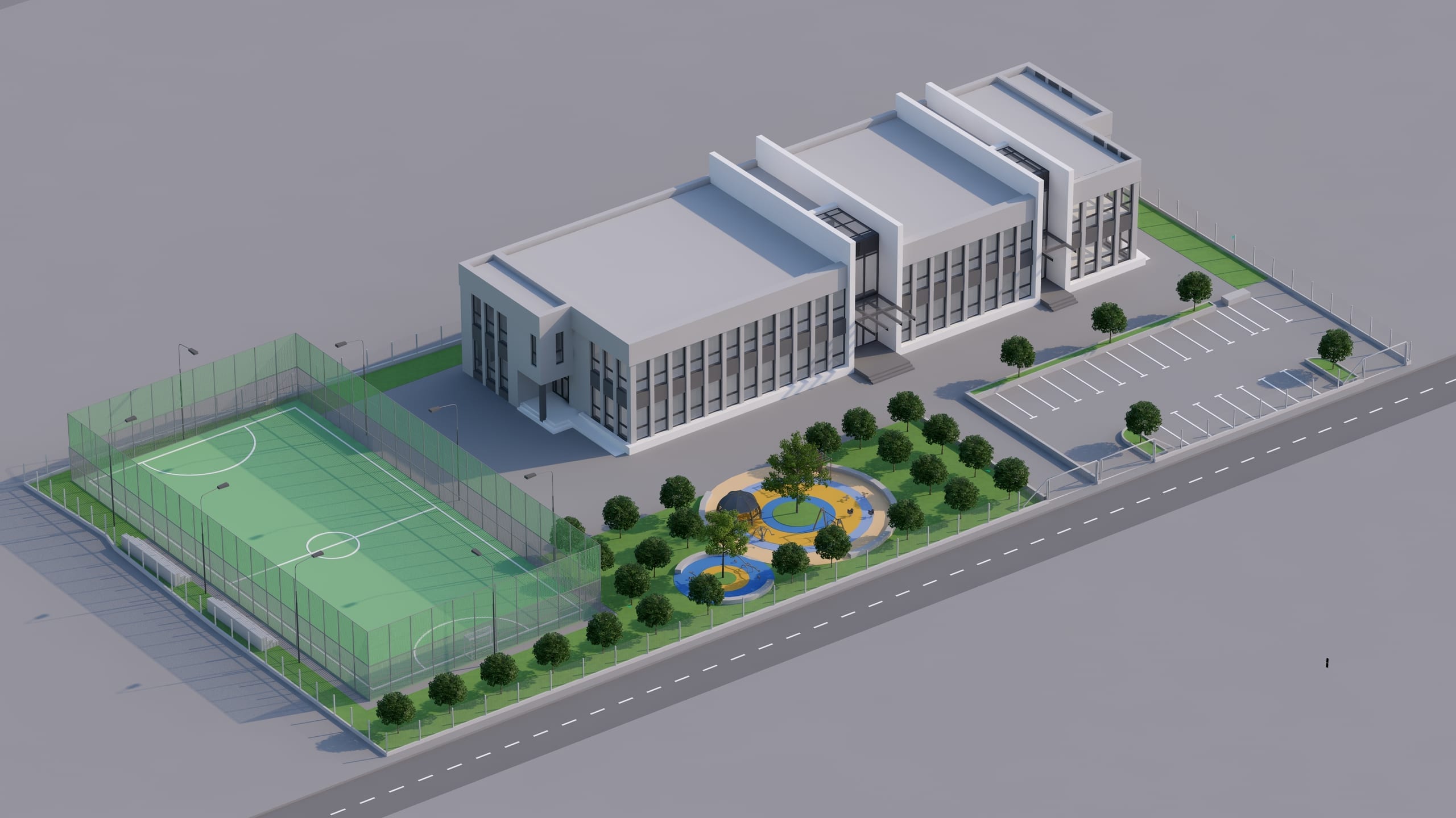 Școala Ocolna — aeriană cu teren sport și loc de joacă