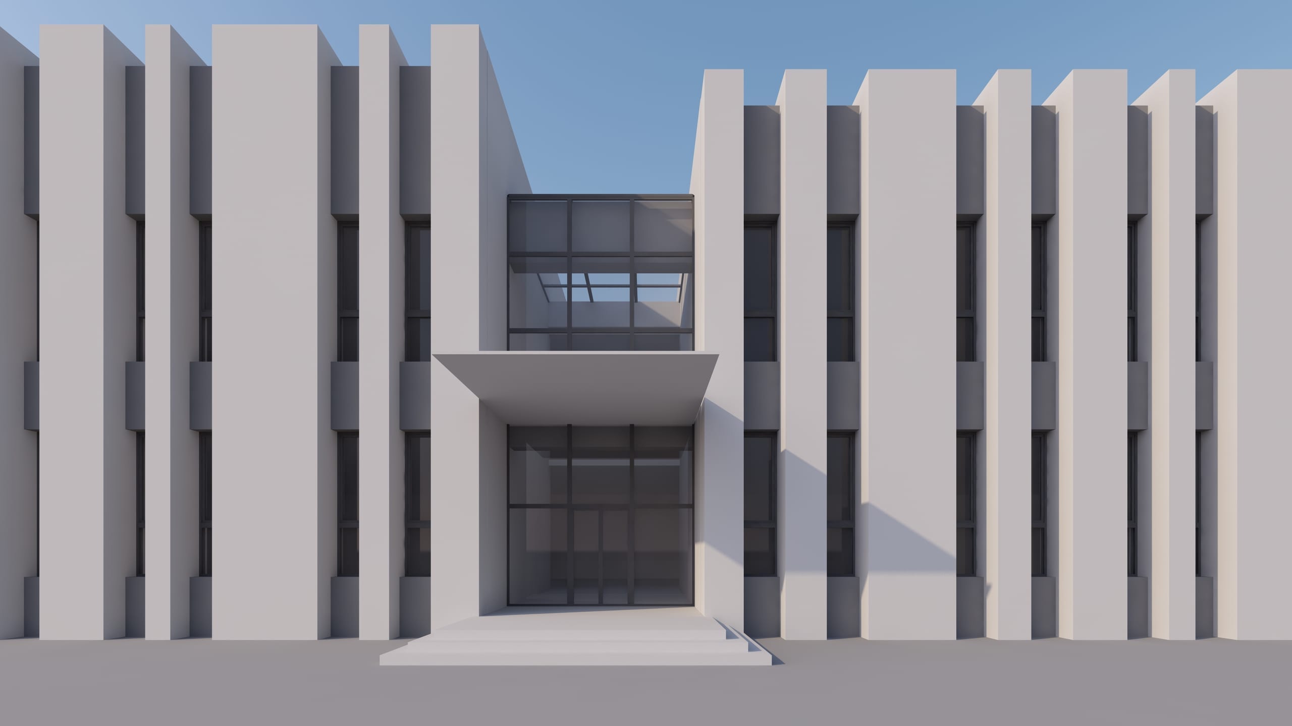 Școala Ocolna — fațada principală simetrică