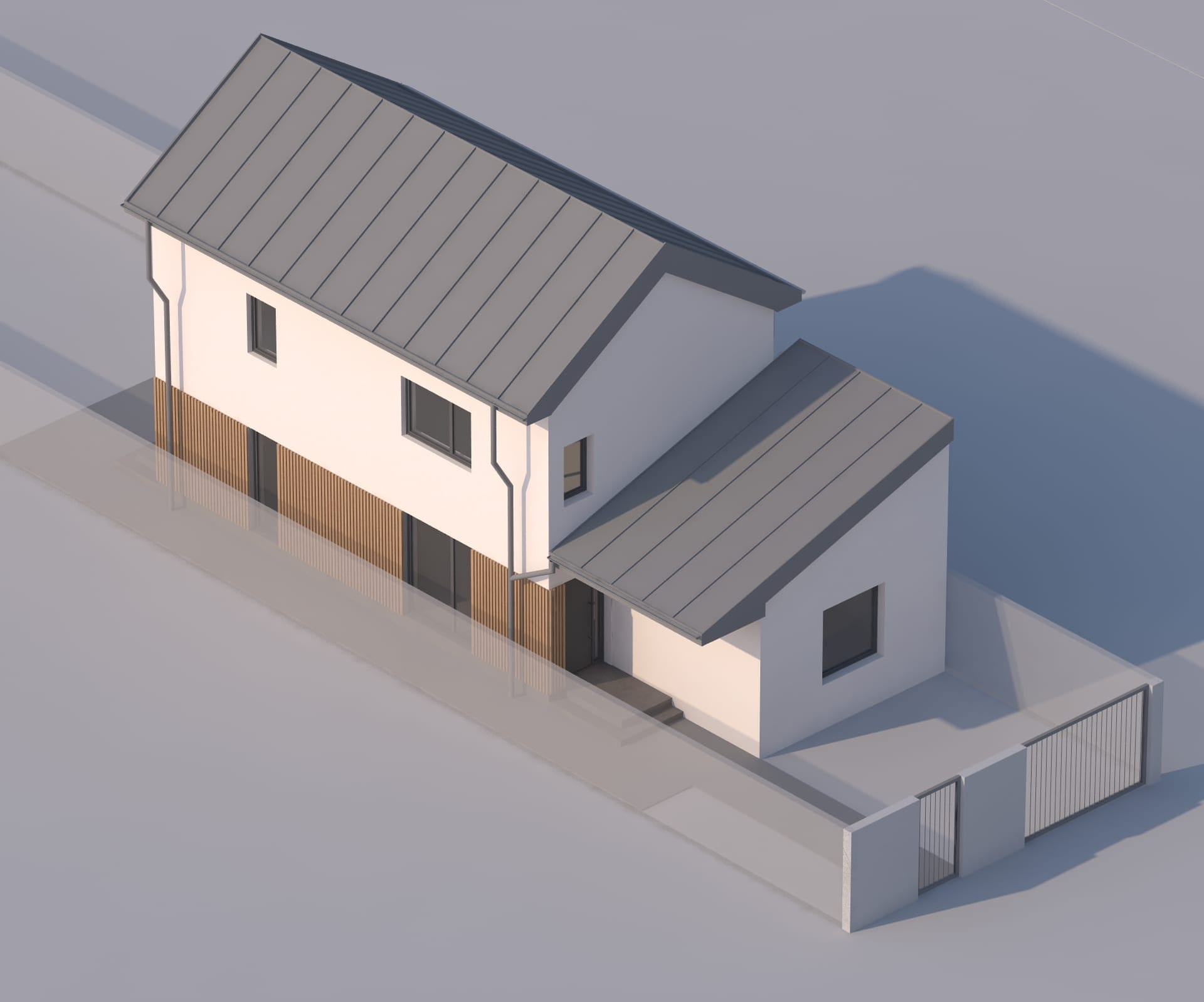 Casa Ungureanu — randare aeriană, vedere față